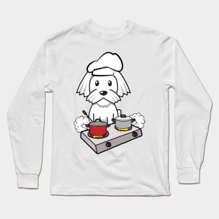 Cute white dog is cooking Long Sleeve T-Shirt